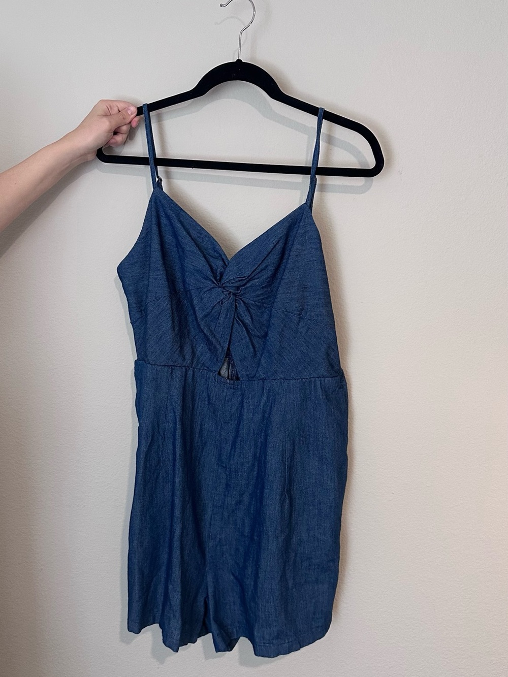 Old Navy Blue Denim-Look Spaghetti Strap Romper, Size L